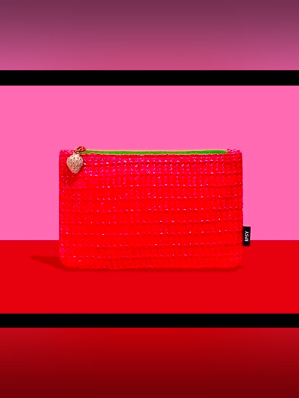 Ipsy March 2025 Bright Pink Strawberry Zip Pouch